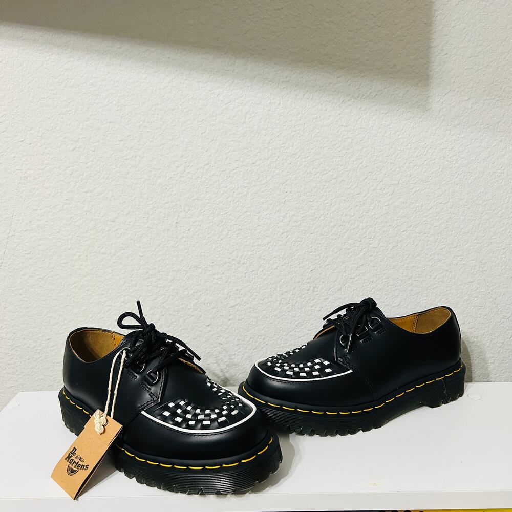 NEW Dr Martens Ramsey Creeper in Black White Rockabilly Size 7 Y2K Skater Punk - Picture 13 of 13
